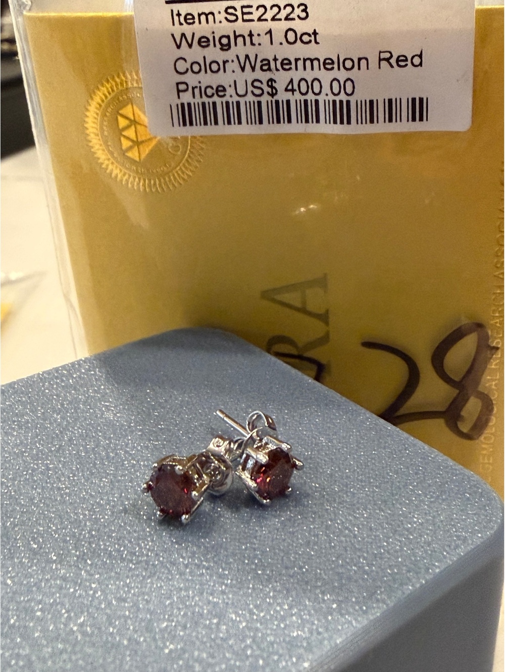 Watermelon Red Stud Earrings